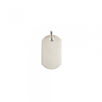 Μενταγιόν πλακίτσα ταυτότητα, λευκός χρυσός Κ18