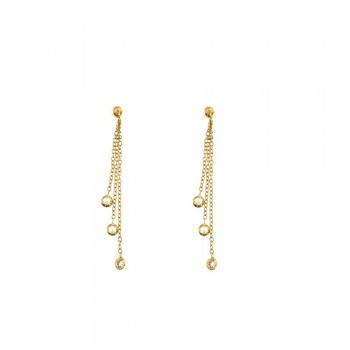 Σκουλαρίκια με λευκά ζιργκόν, κίτρινος χρυσός Κ18