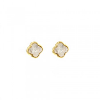 Σκουλαρίκια σταυρός φίλντισι, κίτρινος χρυσός Κ14