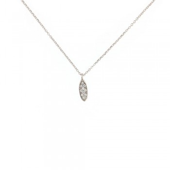 Κολιέ σταγόνα με παβέ λευκά ζιργκόν, λευκός χρυσός Κ14