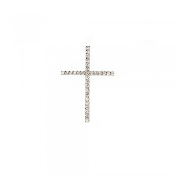 Σταυρός  με ζιργκόν, λευκός χρυσός Κ14