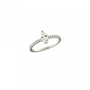 Δαχτυλίδι με διαμάντια marquise cut και brillant, λευκός χρυσός Κ18