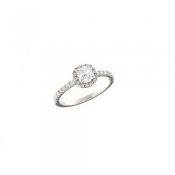 Δαχτυλίδι με διαμάντια cushion cut και brillant, λευκός χρυσός Κ18