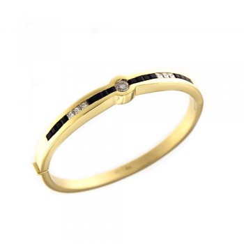 Βραχιόλι χειροπέδα με διαμάντια και ζαφείρια, κίτρινος χρυσός Κ18