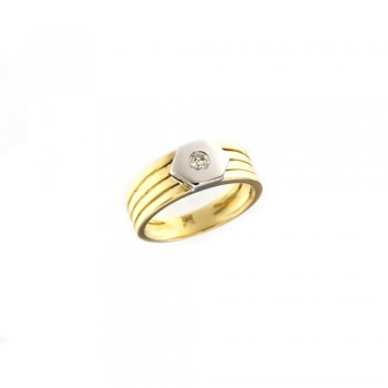 Δαχτυλίδι ανδρικό με διαμάντι, κίτρινος-λευκός χρυσός Κ18