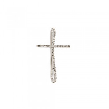 Σταυρός με διαμάντια, λευκός χρυσός Κ18