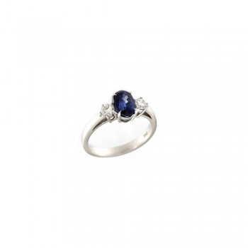 Δαχτυλίδι με oval ζαφείρι και διαμάντια, λευκός χρυσός Κ18