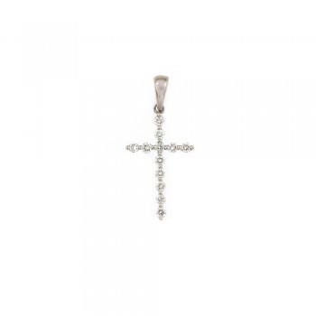 Σταυρός με διαμάντια, λευκός χρυσός Κ18