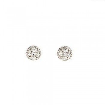 Σκουλαρίκια με brilliant,princess και marquise cut διαμάντια, λευκός χρυσός Κ18