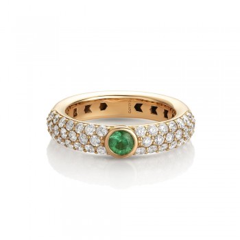 Δαχτυλίδι CASATO gioielli με διαμάντια και σμαράγδι,συλλογή Nobless oblige, ροζ χρυσός Κ18