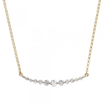 Κολιέ Bronzallure μπάρα με λευκά ζιργκόν, κίτρινο επιχρυσωμένο
