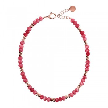 Κολιέ Bronzallure με ημιπολύτιμες πέτρες, ροζ επίχρυσο