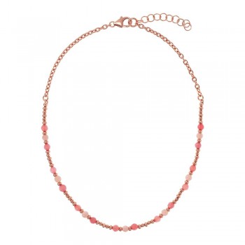 Κολιέ Bronzallure με ημιπολύτιμες πέτρες, ροζ επίχρυσο