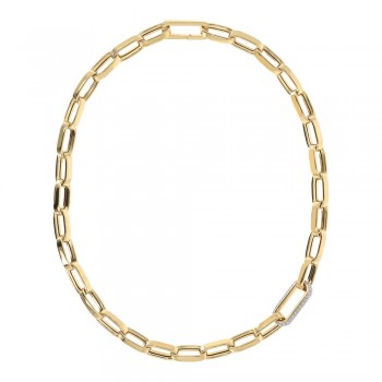 Κολιέ Bronzallure οβάλ κρίκοι με ζιργκόν, κίτρινο επιχρυσωμένα