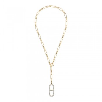 Κολιέ Bronzallure οβάλ κρίκοι με ζιργκόν, κίτρινο επιχρυσωμένα