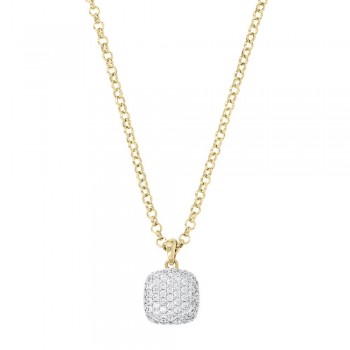 Κολιέ Bronzallure μενταγιόν με λευκά ζιργκόν, κίτρινο επιχρυσωμένα