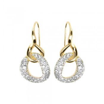 Σκουλαρίκια Bronzallure με ζιργκόν σε παβέ, κίτρινα επιχρυσωμένα