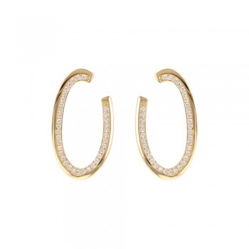 Σκουλαρίκια Bronzallure κρίκος με ζιργκόν, κίτρινα επιχρυσωμένα