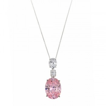 Κολιέ SALVATORE PLATA με λευκό και ροζ ζιργκόν, ασήμι 925 