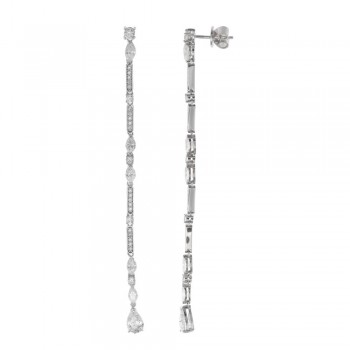 Σκουλαρίκια SALVATORE PLATA με λευκά και ροζ ζιργκόν, ασήμι 925