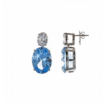 Σκουλαρίκια SALVATORE PLATA με λευκά και μπλέ ζιργκόν, ασήμι 925