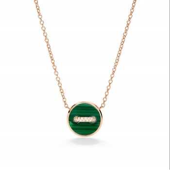 Κολιέ Pomellato Pom-Pom Dot με μαλαχίτη, φίλντισι και λευκά διαμάντια, ροζ χρυσός Κ18