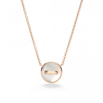 Κολιέ Pomellato Pom-Pom Dot με γκρι, λευκό φίλντισι και λευκά διαμάντια, ροζ χρυσός Κ18