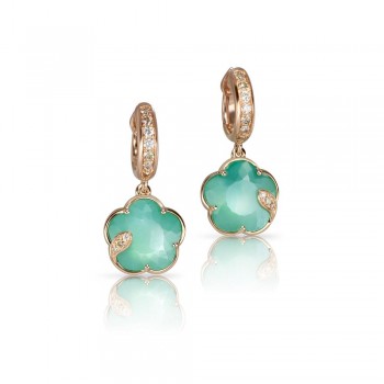 Σκουλαρίκια Pasquale Bruni, συλλογή Petit Joli, με φεγγαρόπετρα και διαμάντια, ροζ χρυσός Κ18