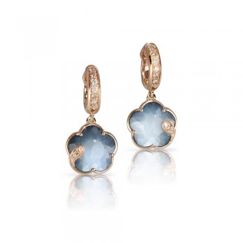 Σκουλαρίκια Pasquale Bruni, συλλογή Petit Joli, με φεγγαρόπετρα και διαμάντια, ροζ χρυσός Κ18