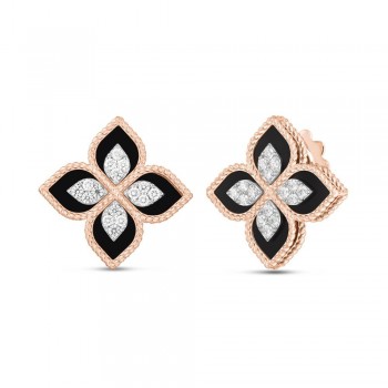 Σκουλαρίκια Roberto Coin με διαμάντια,μαύρο νεφρίτη και ρουμπίνι, κίτρινος χρυσός Κ18