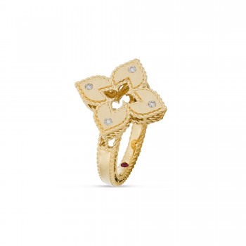 Δαχτυλίδι Roberto Coin με διαμάντια και ρουμπίνι, κίτρινος χρυσός Κ18