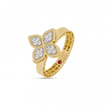 Δαχτυλίδι Roberto Coin με διαμάντια και ρουμπίνι, κίτρινος-λευκός  χρυσός Κ18