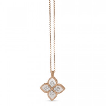 Κολιέ Roberto Coin με διαμάντια,mother of pearl και ρουμπίνι, ροζ χρυσός Κ18