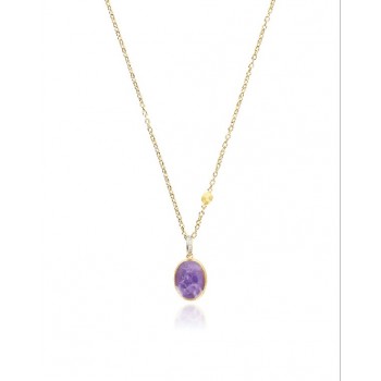 Μενταγιόν NANIS, Dancing in the rain με lepidolite και διαμάντια, κίτρινος χρυσός Κ18