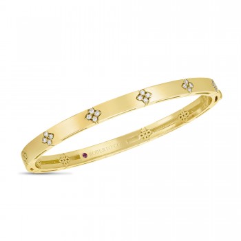 Βραχιόλι χειροπέδα ROBERTO COIN Love in Verona με διαμάντια και ρουμπίνι, κίτρινος χρυσός Κ18