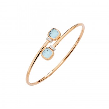 Βραχιόλι Pomellato Nudo με Sky Blue Topaz και λευκά διαμάντια, ροζ χρυσός Κ18