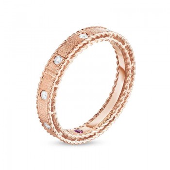 Δαχτυλίδι Roberto Coin με διαμάντια και ρουμπίνι, συλλογή Princess, ροζ χρυσός Κ18