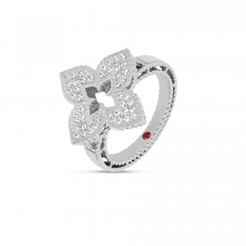 Δαχτυλίδι Roberto Coin με διαμάντια και ρουμπίνι, συλλογή Venetian Princess, κίτρινος χρυσός Κ18