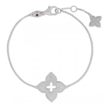 Βραχιόλι ROBERTO COIN Venetian Princess με διαμάντια και ρουμπίνι, λευκός χρυσός Κ18