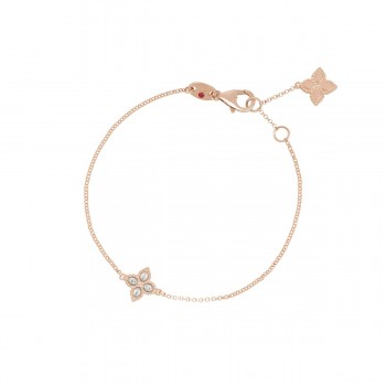 Βραχιόλι ROBERTO COIN Princess Flower με διαμάντια και ρουμπίνι, ροζ χρυσός Κ18