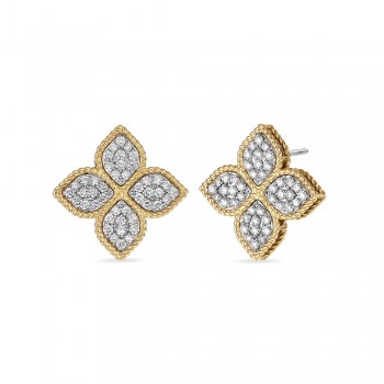 Σκουλαρίκια Roberto Coin με διαμάντια και ρουμπίνι, κίτρινος-λευκός χρυσός Κ18