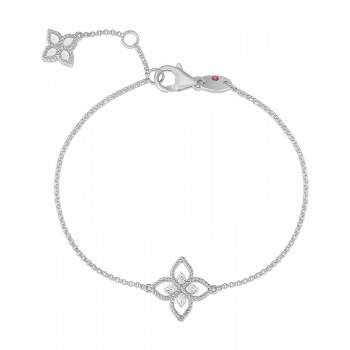 Βραχιόλι ROBERTO COIN Princess Flower με διαμάντια και ρουμπίνι, λευκός χρυσός Κ18