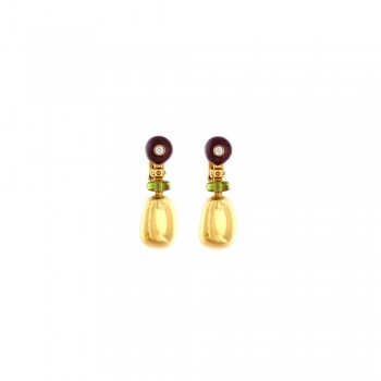 Σκουλαρίκια BVLGARI SASSI με αμέθυστους, πέριντοτ και διαμάντια, κίτρινος χρυσός Κ18