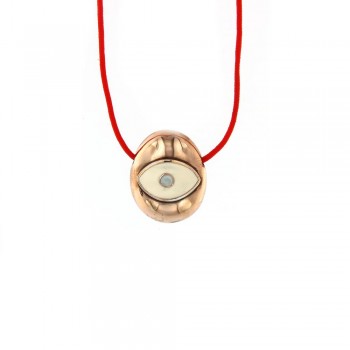 Μενταγιόν αυγό με λευκό σμάλτο, ασήμι επιχρυσωμένο 925 