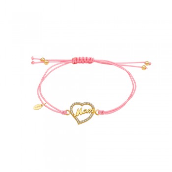 ΒΡΑΧΙΟΛΙ 925 ΣΥΝΘ. ΠΕΤΡΕΣ ΚΑΡΔΙΑ (ΜΟΜ) ΜΕ ΡΟΖ ΚΟΡΔΟΝΙ