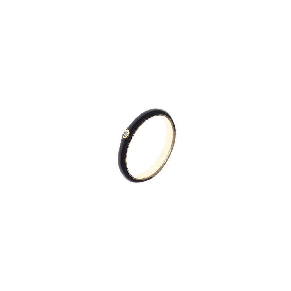 Δαχτυλίδι SALVATORE PLATA με ζιργκόν και σμάλτο, ασήμι κίτρινο επίχρυσο 925 