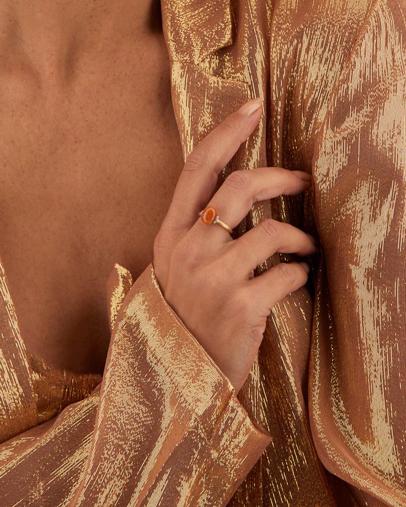 Δαχτυλίδι NANIS Dancing in the rain,με orange anenturine και διαμάντια, κίτρινος χρυσός Κ18